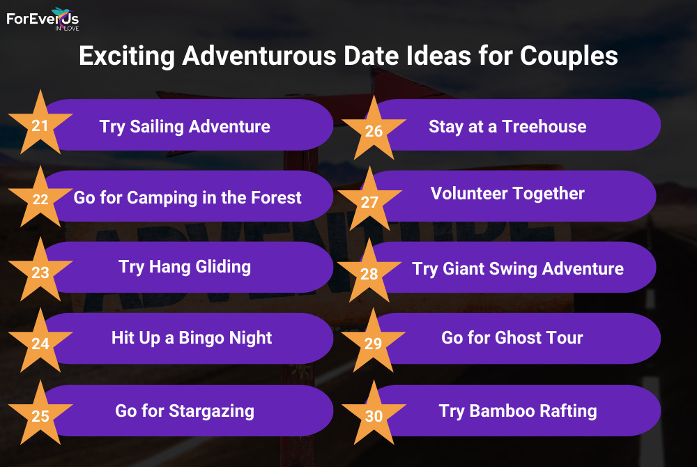 Exciting Adventurous Date Ideas for Couples (41-60)